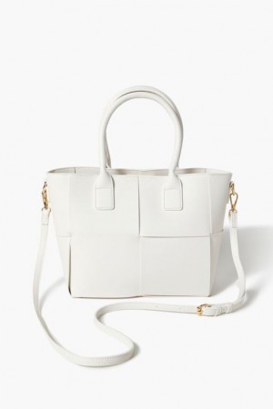 Bolsas Forever 21 Faux Cuero Basketwoven Tote Mujer Blancos | Km6x99WqwyI