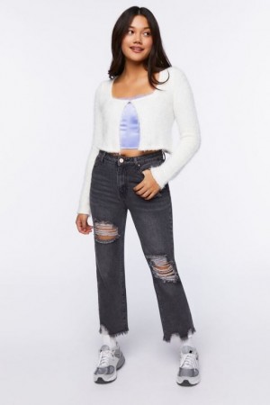 Jeans Forever 21 Frayed Boyfriend Mujer Negros | rZ46DMi93d9