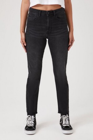 Jeans Forever 21 High Rise Mom Flaco Mujer Negros | aD0sQWLnyVu