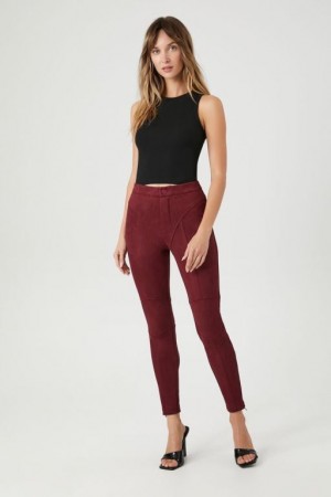 Jeans Forever 21 Seamed Faux Gamuza Flaco Mujer Vino | mVUiBsRIyBF