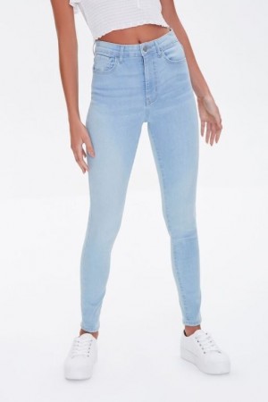 Jeans Forever 21 Super Stretch High Rise Flaco Mujer Azules Claro | U6il63RxwnH