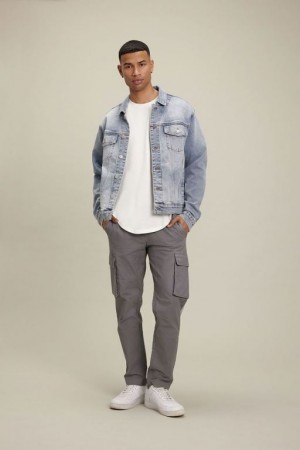 Pantalon Forever 21 Cargo Drawstring Joggers Hombre Grises | f2FUWXiiUDU