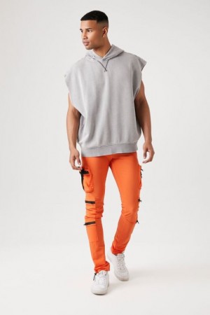 Pantalon Forever 21 Contrast Cremallera Cargo Joggers Hombre Naranjas | 8JwXhF16xPE