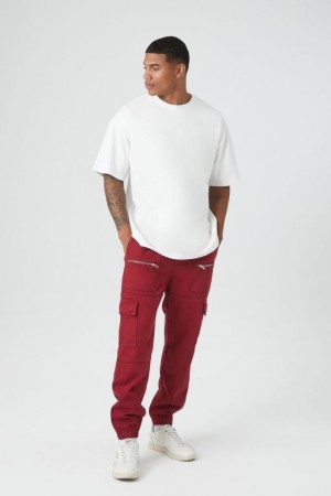 Pantalon Forever 21 Drawstring Cargo Joggers Hombre Cranberry | IKyusNtrrXJ