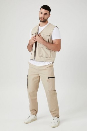 Pantalon Forever 21 Drawstring Cargo Joggers Hombre Grises Marrom | ziYJQRLPPYH