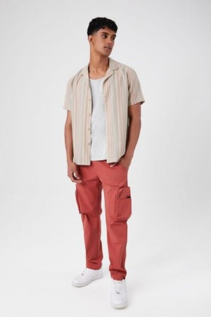 Pantalon Forever 21 Drawstring Cargo Joggers Hombre Rojos | 9BUoTFn3ARF