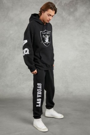 Pantalon Forever 21 Embroidered Las Vegas Raiders Joggers Hombre Negros Multicolor | VpJbVdWKPnk