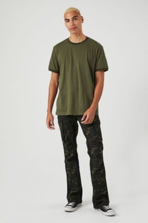 Pantalon Forever 21 Twill Camo Print Slim Fit Hombre Verde Oliva Multicolor | tcsCZ3b3r0p