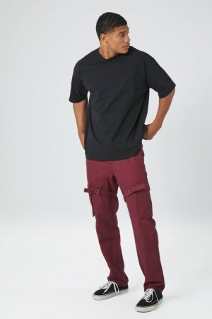 Pantalon Forever 21 Twill Drawstring Utility Correa Hombre Vino | rlAz2PMI1my