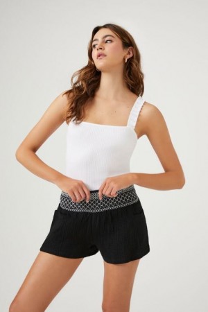 Short Forever 21 Smocked Textured Mujer Negros | d0a7iMruox8