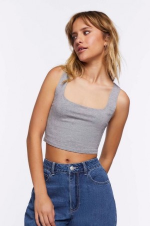 Tank Top Forever 21 Cropped Tank Mujer Grises | 3j6rxlxtu7h