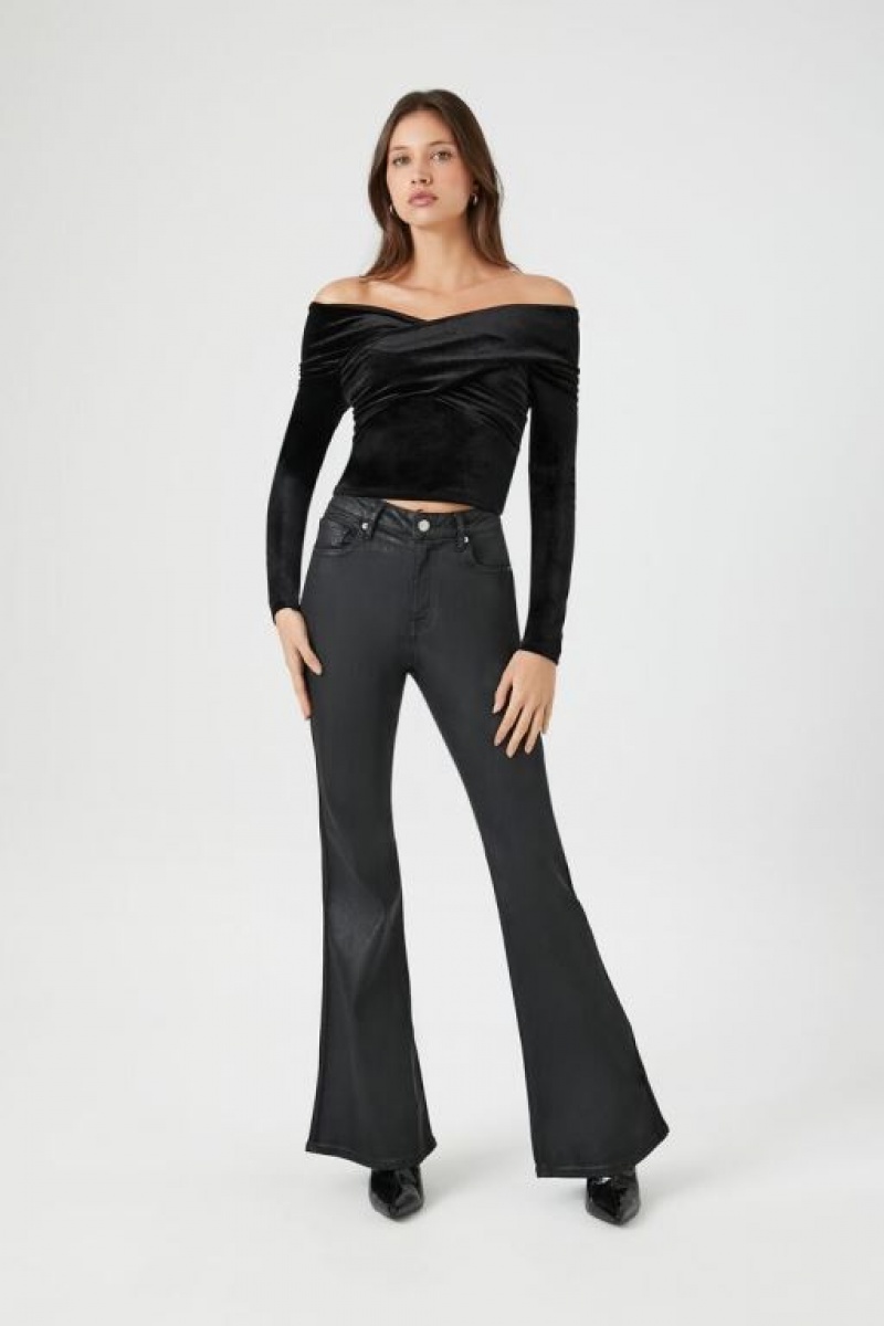 Jeans Forever 21 Stone Wash Flare Mujer Negros | XWwysrgkIiS