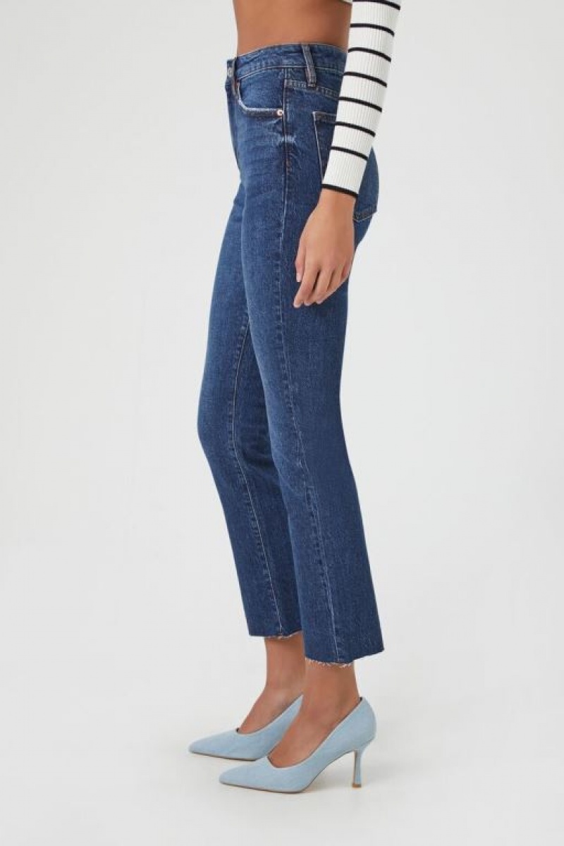 Jeans Forever 21 Stretch Denim Directo Mujer Azules Oscuro | zFoqSJ1ecjX