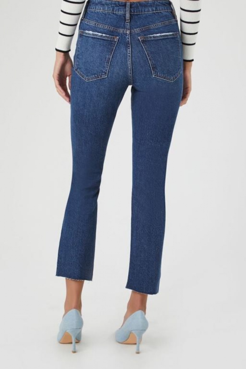 Jeans Forever 21 Stretch Denim Directo Mujer Azules Oscuro | zFoqSJ1ecjX