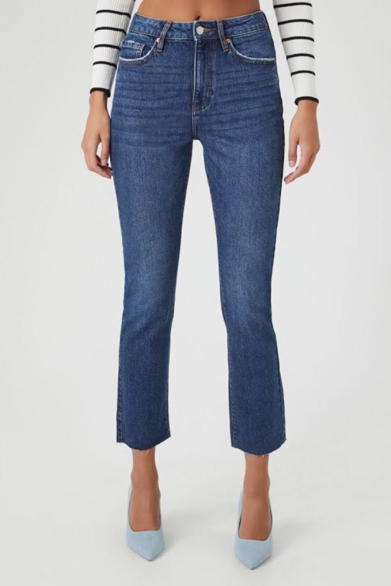 Jeans Forever 21 Stretch Denim Directo Mujer Azules Oscuro | zFoqSJ1ecjX