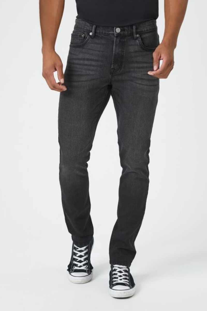 Jeans Forever 21 Stretch Denim Flaco Hombre Negros | ZcSXf6hhxIR