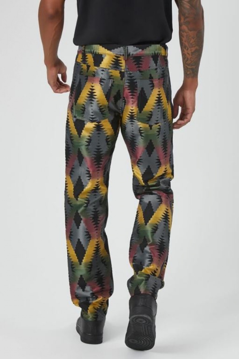 Pantalon Forever 21 Abstract Geo Print Slim Fit Hombre Grises Multicolor | oXGTszJ7rQB