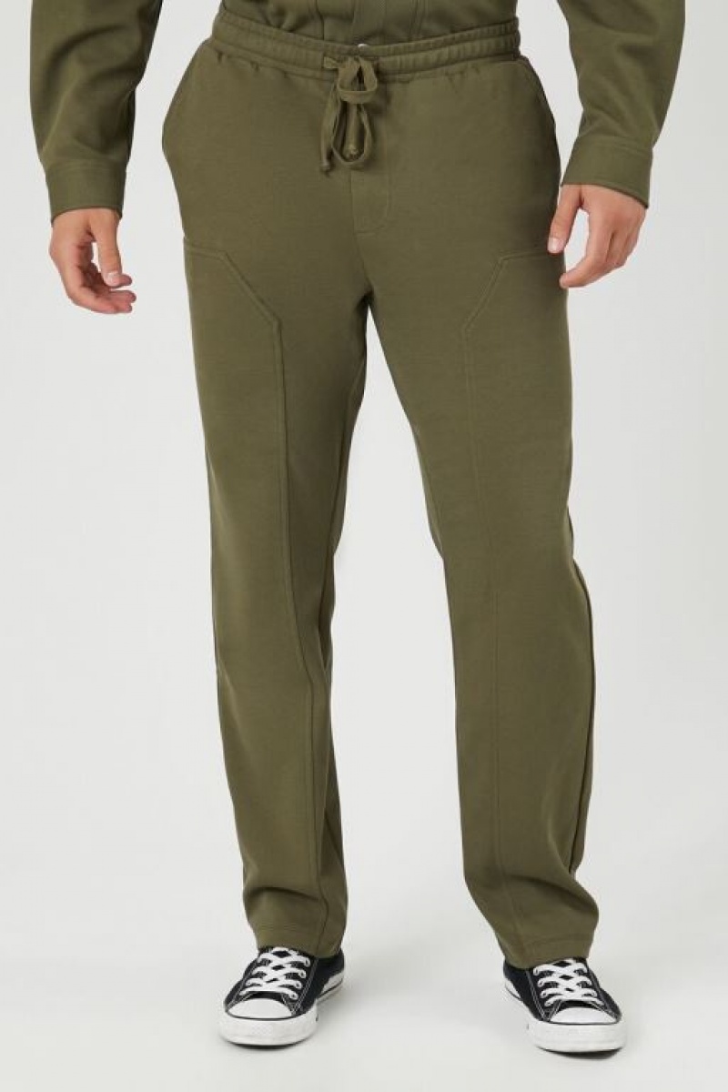 Pantalon Forever 21 Algodon Blend Slim Fit Drawstring Hombre Verde Oliva | yLooguLv2eY