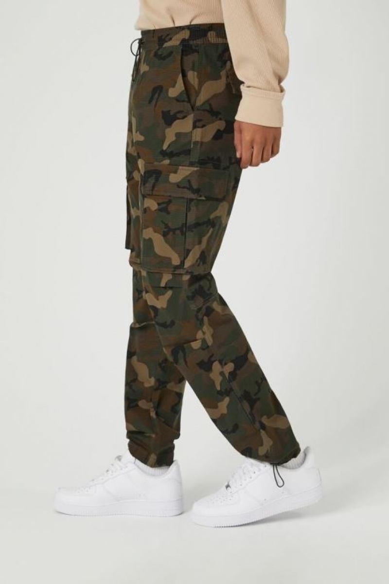 Pantalon Forever 21 Camo Print Cargo Joggers Hombre Verde Oliva Multicolor | xPtaWnQ0qzq