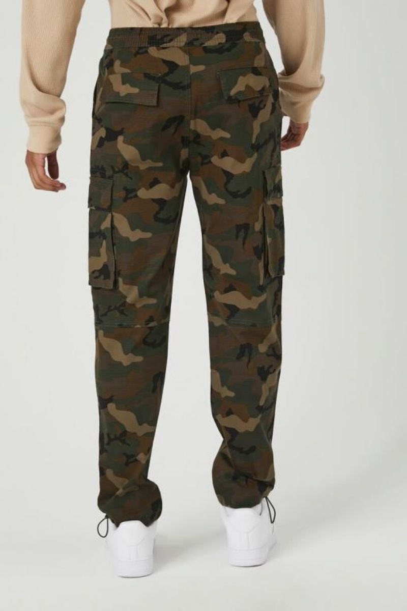 Pantalon Forever 21 Camo Print Cargo Joggers Hombre Verde Oliva Multicolor | xPtaWnQ0qzq