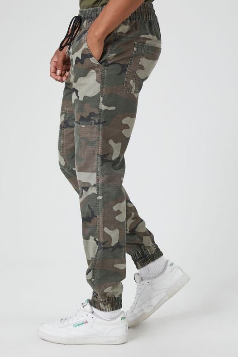 Pantalon Forever 21 Camo Print Drawstring Joggers Hombre Verde Oliva Multicolor | 4ihA8JCdRXG