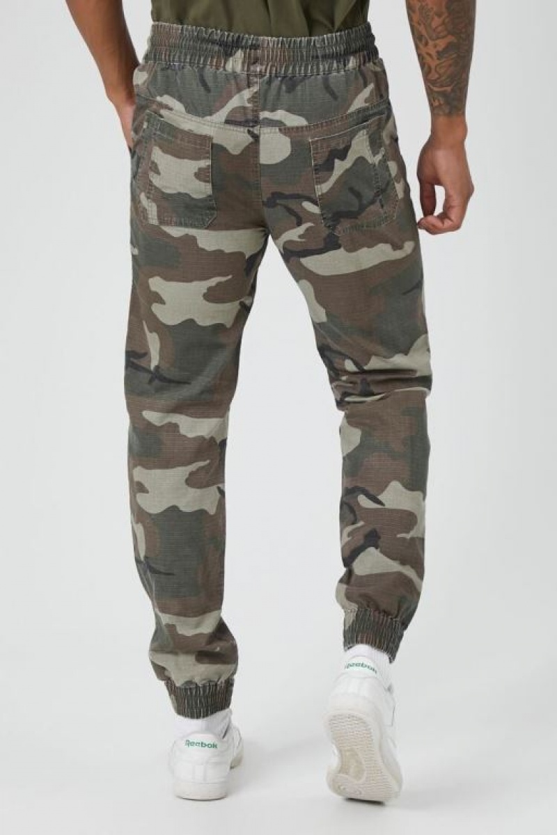 Pantalon Forever 21 Camo Print Drawstring Joggers Hombre Verde Oliva Multicolor | 4ihA8JCdRXG