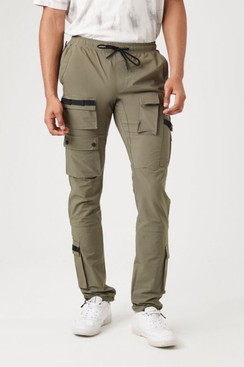 Pantalon Forever 21 Cargo Drawstring Joggers Hombre Verde Oliva | NPWKQqSZZ8d