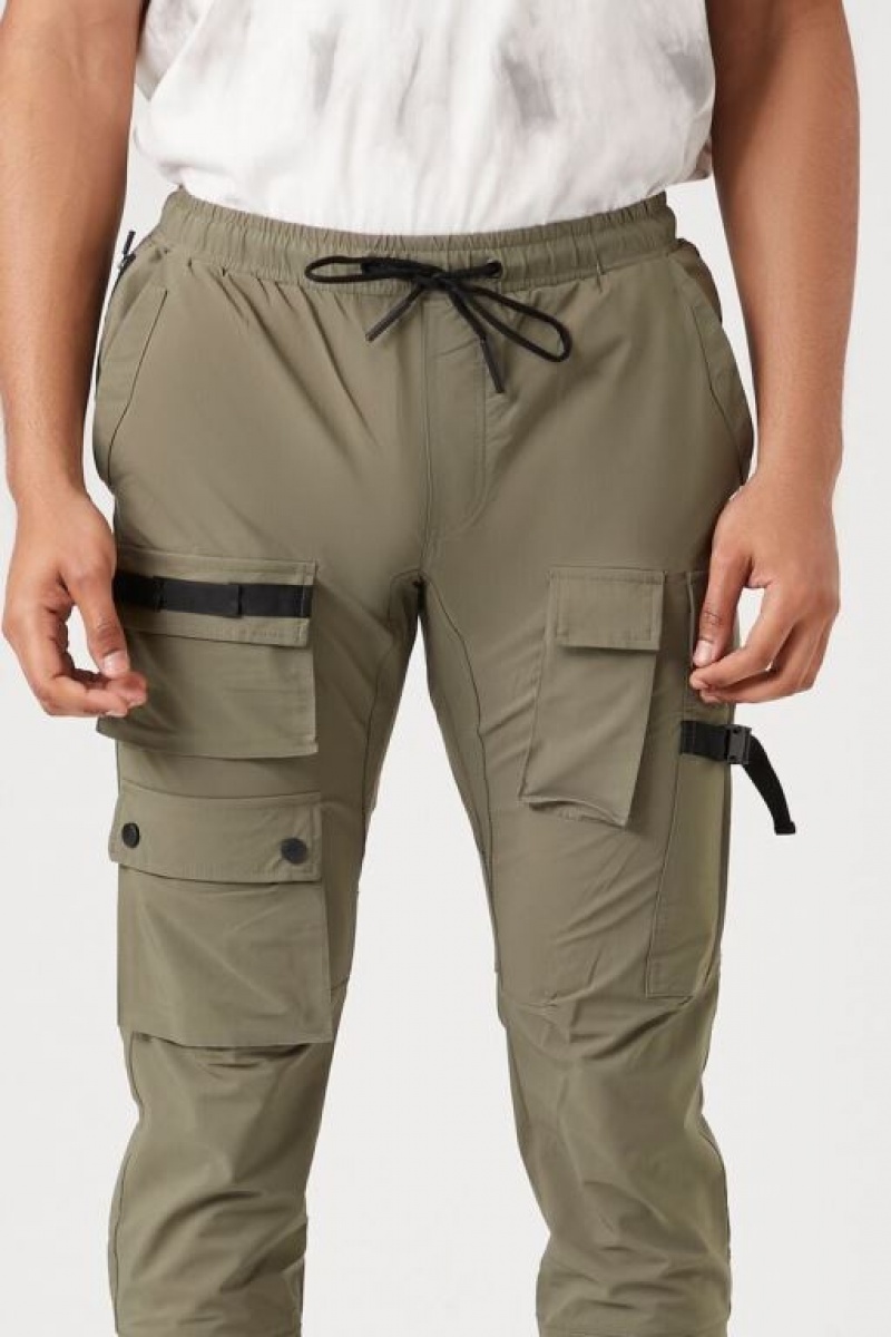 Pantalon Forever 21 Cargo Drawstring Joggers Hombre Verde Oliva | NPWKQqSZZ8d