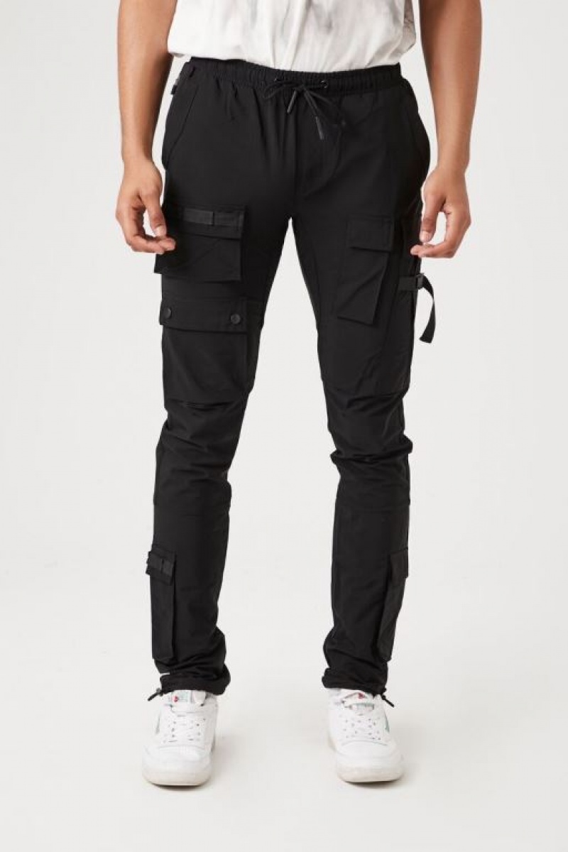 Pantalon Forever 21 Cargo Drawstring Joggers Hombre Negros | fUIjfMAZJLW