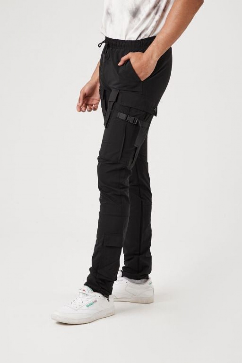 Pantalon Forever 21 Cargo Drawstring Joggers Hombre Negros | fUIjfMAZJLW