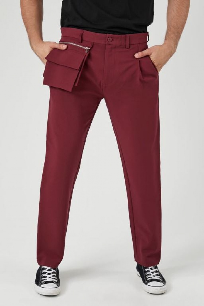 Pantalon Forever 21 Coin Pouch Slim Fit Hombre Vino | qYNphxTcV6o