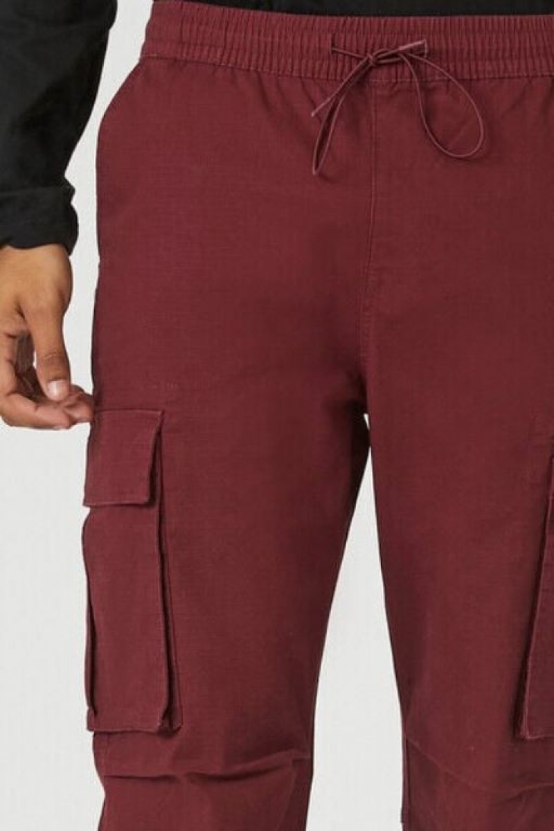 Pantalon Forever 21 Drawstring Cargo Joggers Hombre Vino | aPrX88GTeYQ