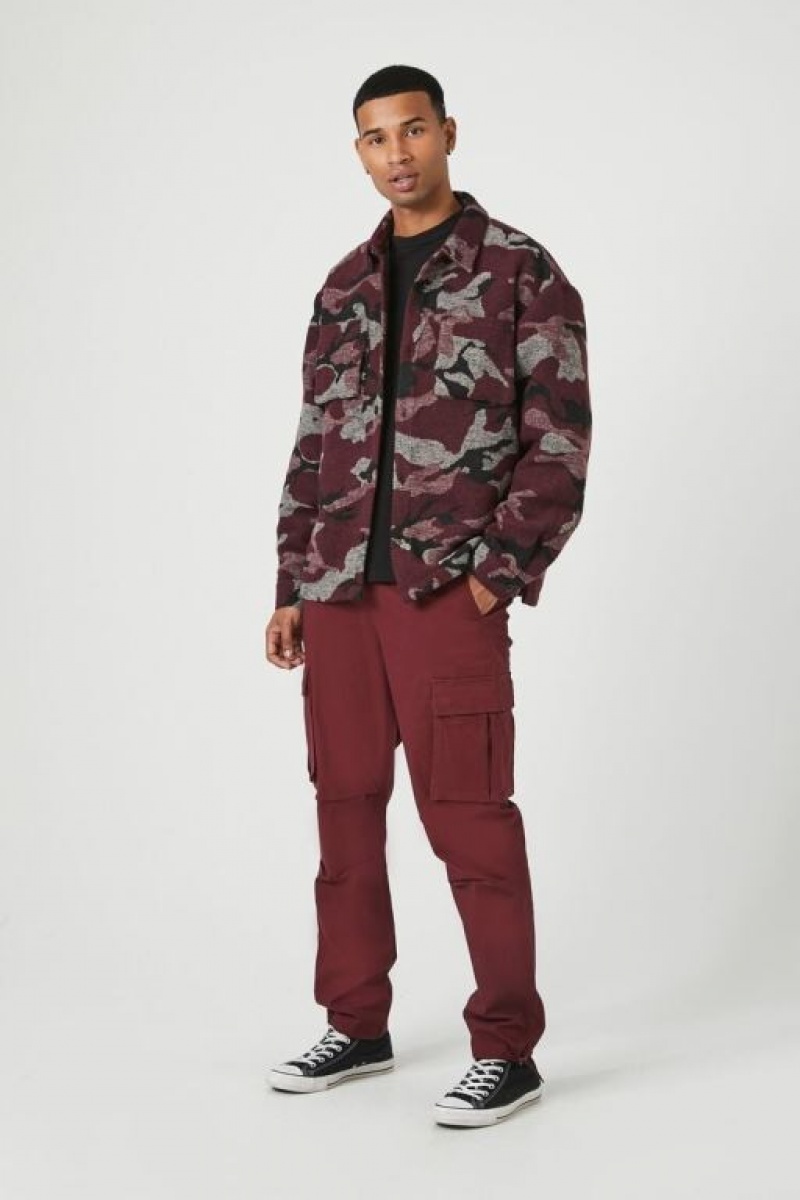 Pantalon Forever 21 Drawstring Cargo Joggers Hombre Vino | aPrX88GTeYQ