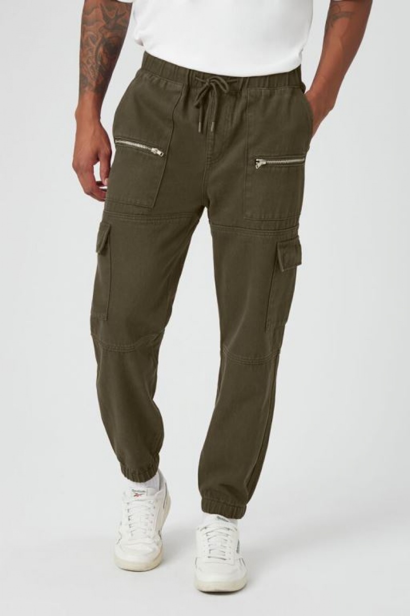 Pantalon Forever 21 Drawstring Cargo Joggers Hombre Verde Oliva | Fh5aFbxpT1n