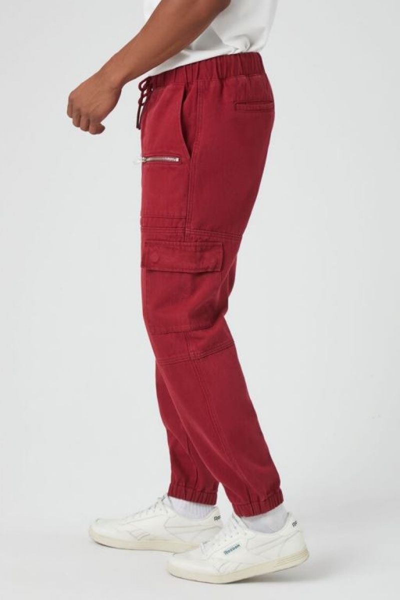 Pantalon Forever 21 Drawstring Cargo Joggers Hombre Cranberry | IKyusNtrrXJ