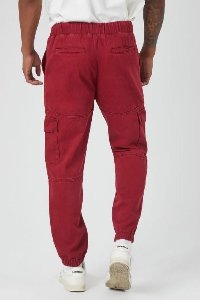 Pantalon Forever 21 Drawstring Cargo Joggers Hombre Cranberry | IKyusNtrrXJ