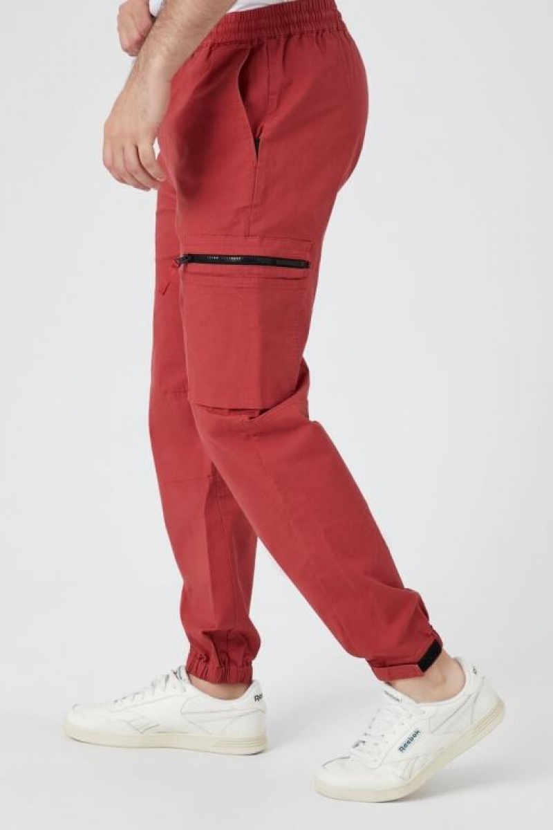 Pantalon Forever 21 Drawstring Cargo Joggers Hombre Rojos | Q8ysI6PyeD1