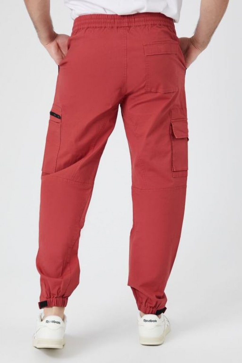 Pantalon Forever 21 Drawstring Cargo Joggers Hombre Rojos | Q8ysI6PyeD1