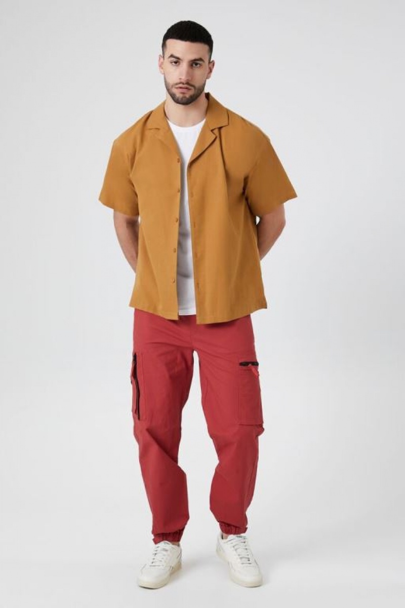 Pantalon Forever 21 Drawstring Cargo Joggers Hombre Rojos | Q8ysI6PyeD1