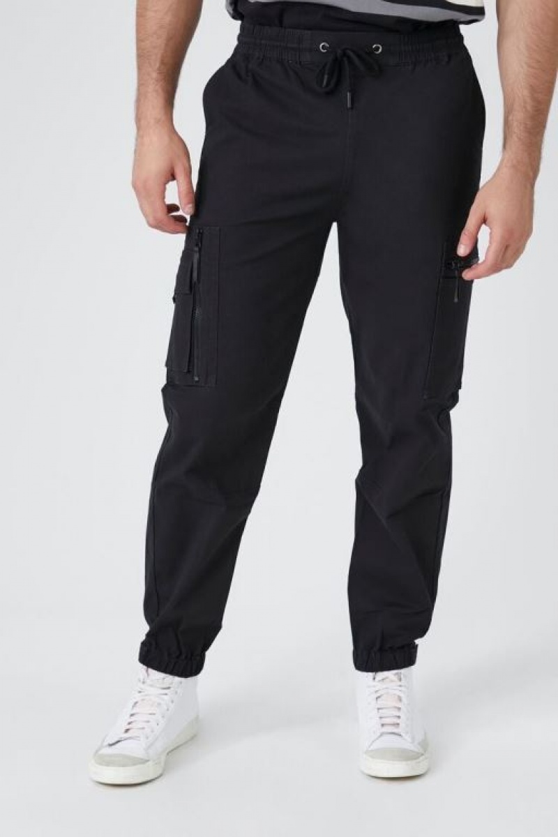 Pantalon Forever 21 Drawstring Cargo Joggers Hombre Negros | bBs5U8U1Mlk