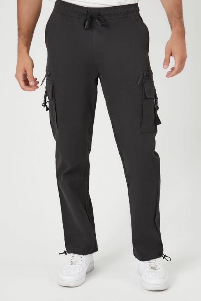 Pantalon Forever 21 Drawstring Cargo Joggers Hombre Negros | zTESKyqKt1u