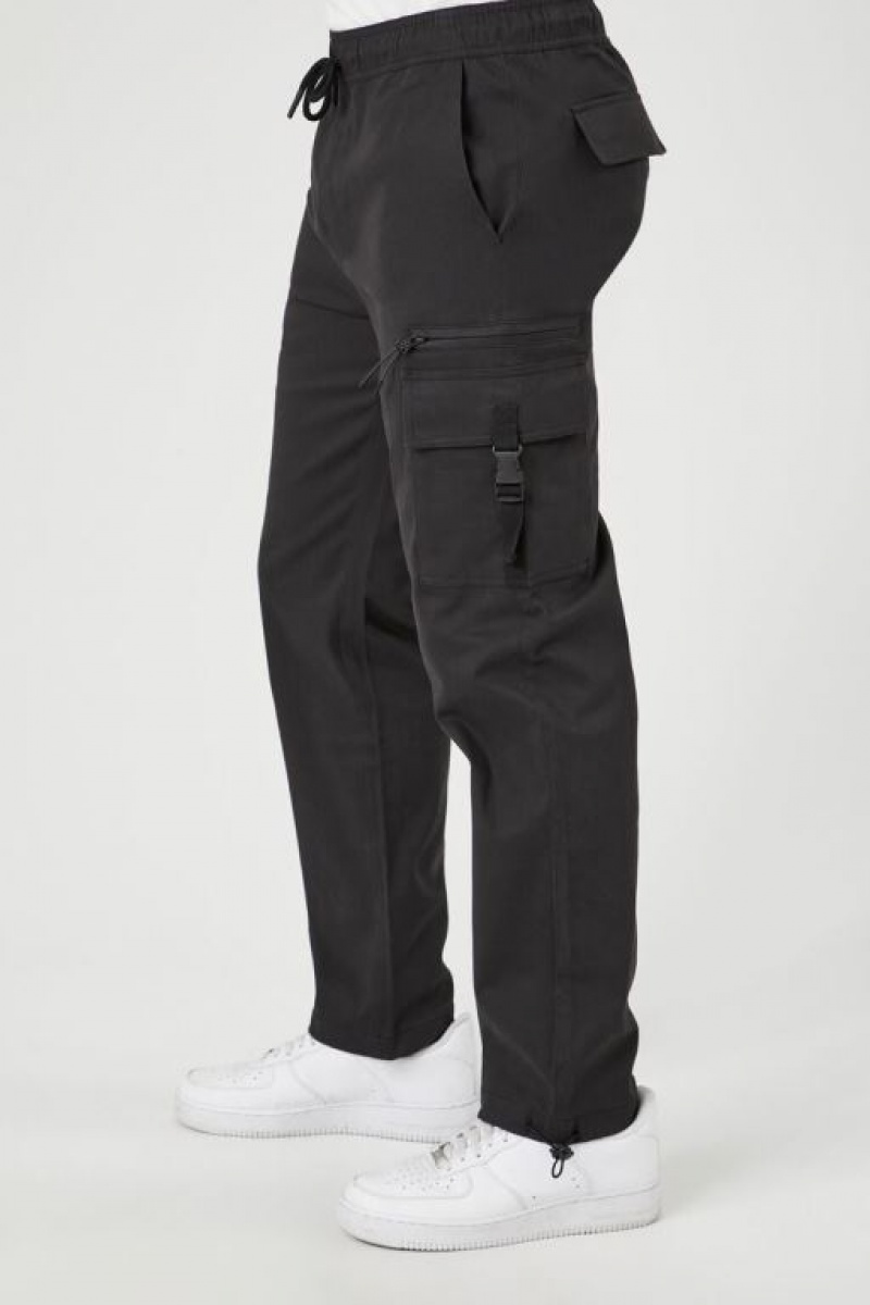 Pantalon Forever 21 Drawstring Cargo Joggers Hombre Negros | zTESKyqKt1u