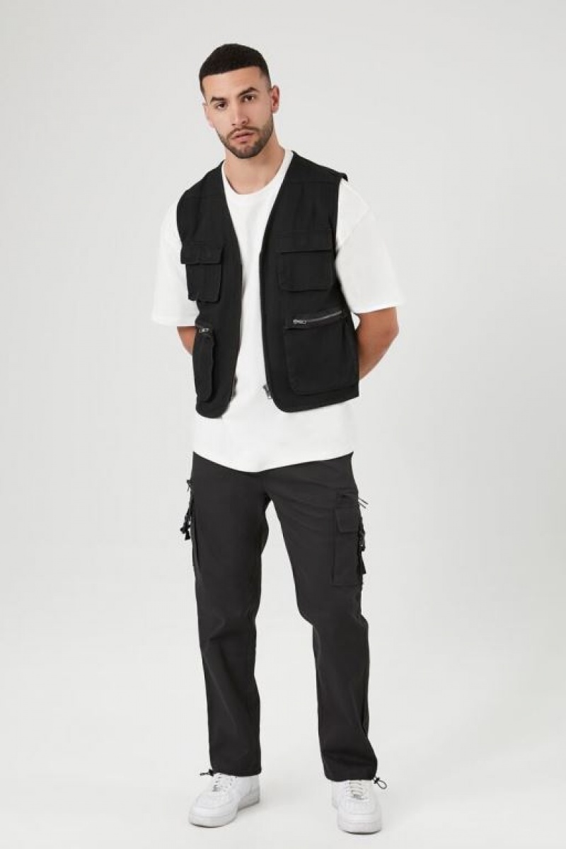 Pantalon Forever 21 Drawstring Cargo Joggers Hombre Negros | zTESKyqKt1u