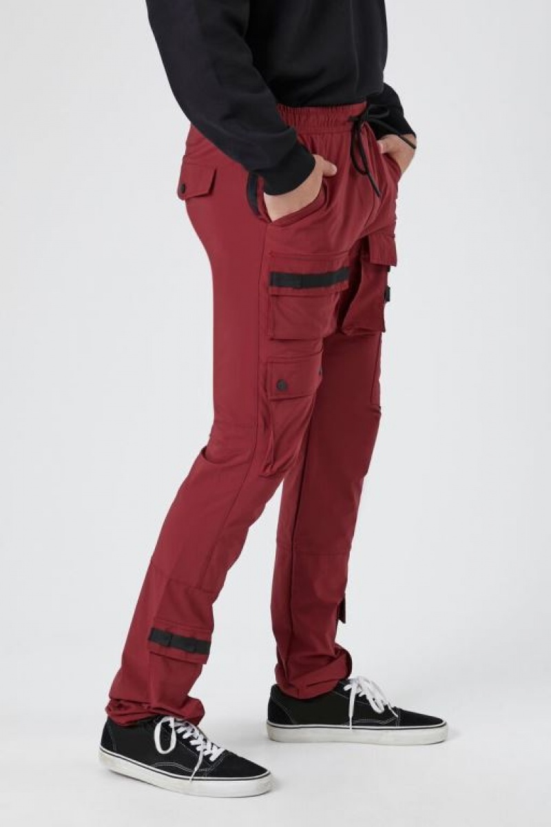 Pantalon Forever 21 Drawstring Cargo Joggers Hombre Vino | nXZFX2YJkJo