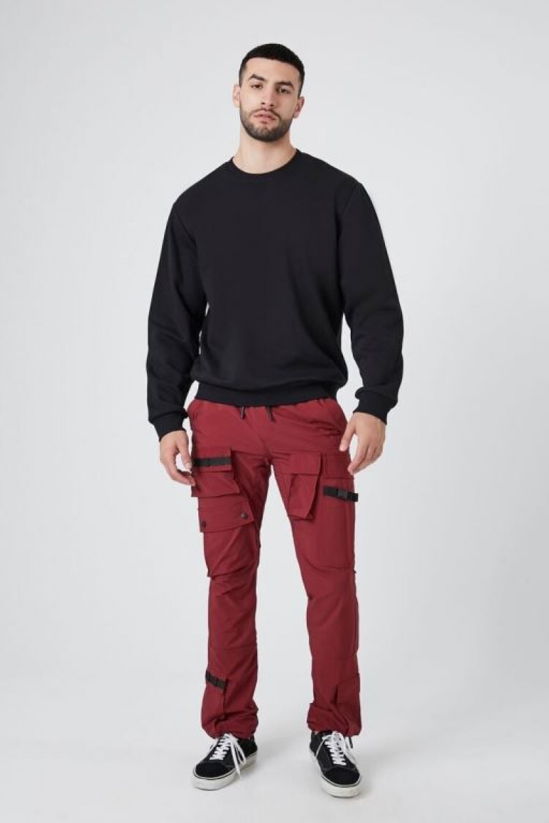 Pantalon Forever 21 Drawstring Cargo Joggers Hombre Vino | nXZFX2YJkJo