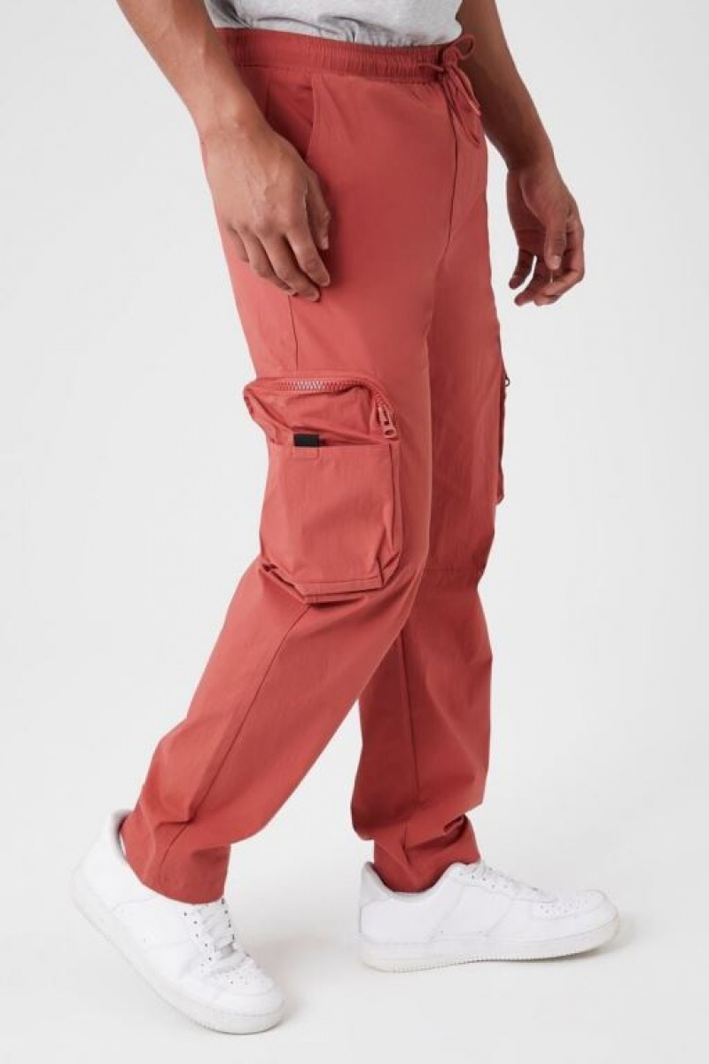 Pantalon Forever 21 Drawstring Cargo Joggers Hombre Rojos | 9BUoTFn3ARF