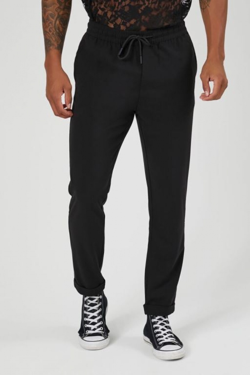 Pantalon Forever 21 Drawstring Slim Fit Hombre Negros | 0zVpOzDnLpN