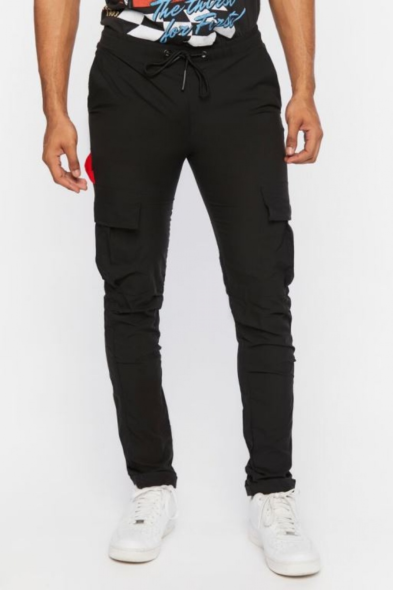 Pantalon Forever 21 Drawstring Utility Hombre Negros | Q1LYm0xlMxj