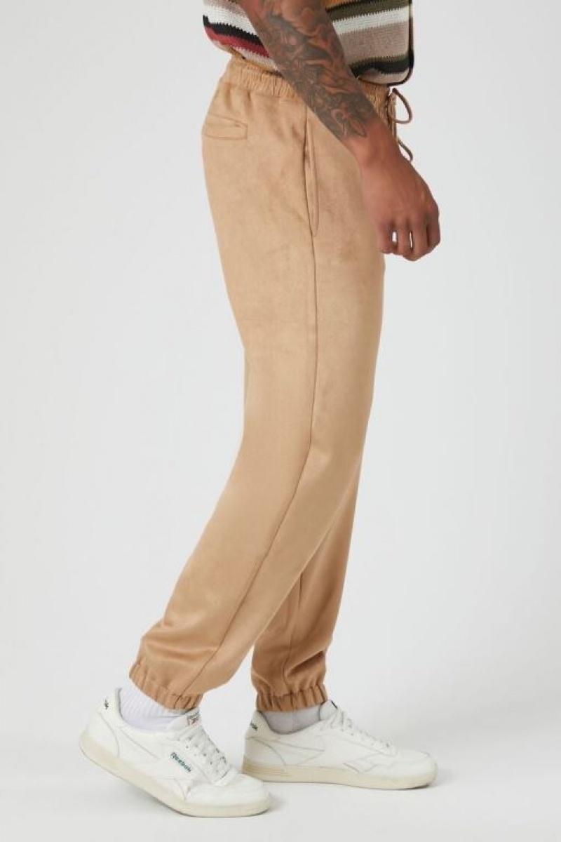 Pantalon Forever 21 Faux Gamuza Drawstring Joggers Hombre Marrom | 0MJCze93Sbk