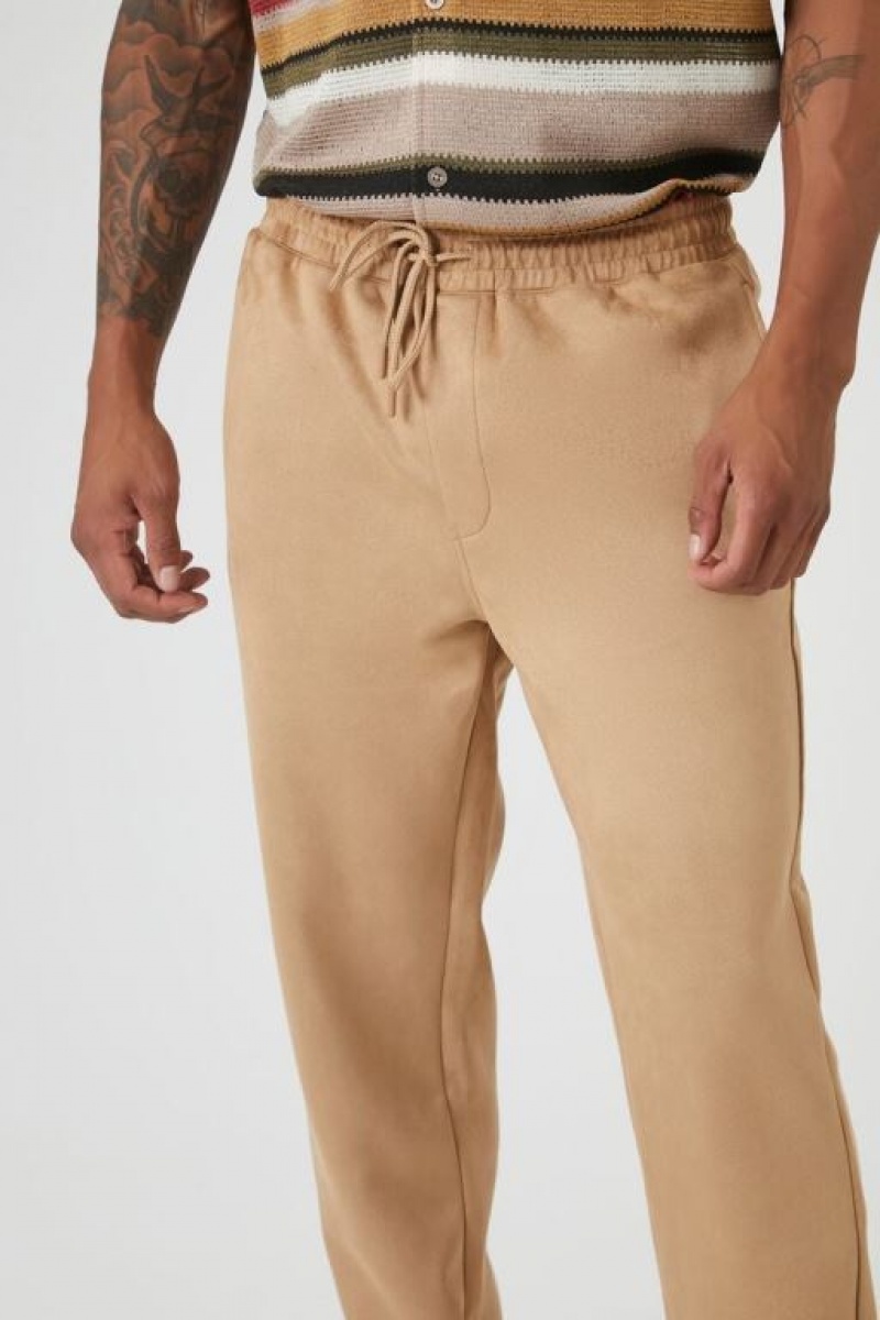 Pantalon Forever 21 Faux Gamuza Drawstring Joggers Hombre Marrom | 0MJCze93Sbk